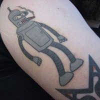 Bender de Futurama fumant une cigarette le tatouage