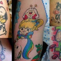 Personnages classiques du réseau de dessins dessinés tatouage