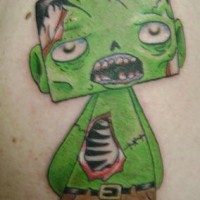 Tatuaje el zombi del dibujo animado