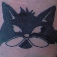 Minimalistic black and white cat tattoo