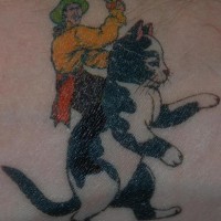 gatto cavalleria tatuaggio colorato