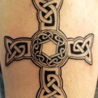 Cross made of celtic pattern tattoo