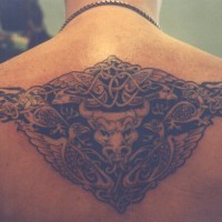 Celtic bull full back tattoo