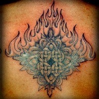 Celtic knot in flames tattoo