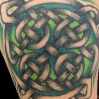 Green celtic knot tattoo