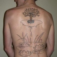Tatuaggio grande sulla schiena  la palude & l'albero