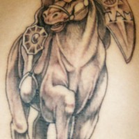 Tatuaje guerrero céltico en caballo grande
