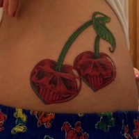 Cherry skulls colourful tattoo