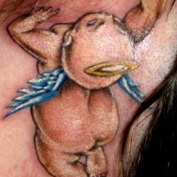 Craqling baby cherub tattoo