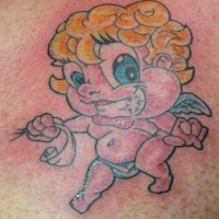 Cartoonischer blonder Cherub Tattoo