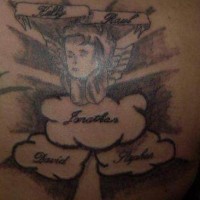 piccolo cherubino su nuvole tatuaggio
