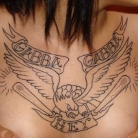 Eagle hey gabba chest tattoo