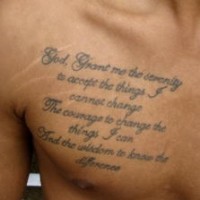 Tattoo von Brief an Gott auf der Brust