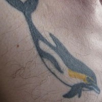 Tattoo von jagendem Fisch auf der Brust