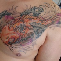 Cat-fish chest tattoo