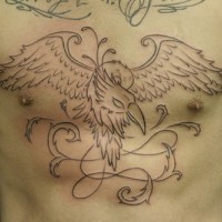 Uncoloured eagle chest tattoo