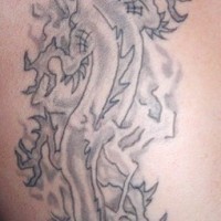Diving chinese dragon black ink tattoo