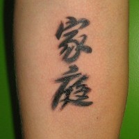 Chinese characters text tattoo