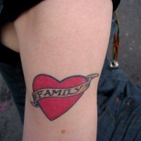Family in red heart tattoo