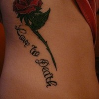 Red spiked rose love to death tattoo