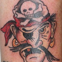 Small classic tattoo of pirate with one eye