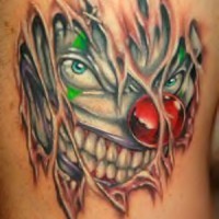 3d skin rip with clown tattoo