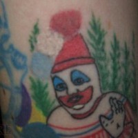 Confused fat clown tattoo