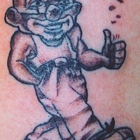 Clown playing head or tails tattoo