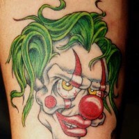 Wicked clown tattoo in colour