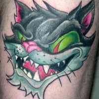 Le tatouage de chat cool en couleur