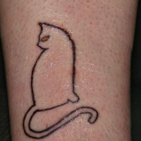 Cat silhouette with red eyes tattoo