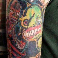 Crazy colourful full sleeve tattoo