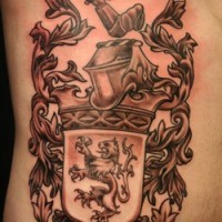 Real heraldic shield emblem tattoo