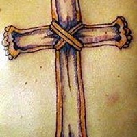Wooden cross tattoo