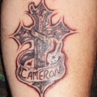 Cameron memorial cross tattoo