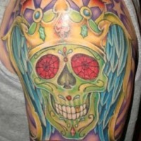tatuaje del cráneo del rey de los mundos inferiores