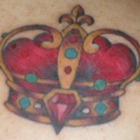 Red imperial crown with gems tattoo