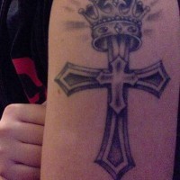 Double cross with crown tattoo