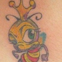 Cartoonish king bee tattoo