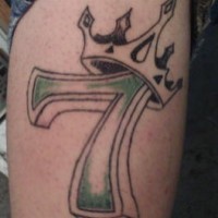 Crowned number seven tattoo