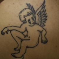 Weinender Cherub minimalistisches Tattoo