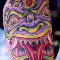 Indian style demon tattoo in colour