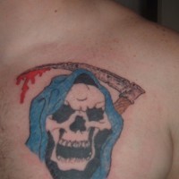 Laughing death tattoo in colour