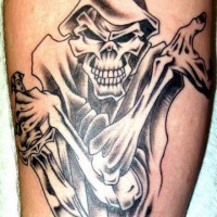Death with knife black ink tattoo