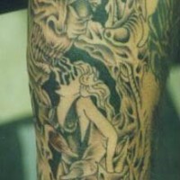 tatuaje de demonio con hermosa mujer