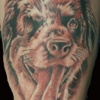 Dog with tongue out tattoo