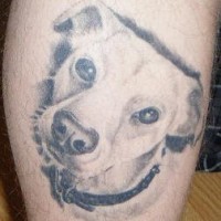 tatuaje realístico de cabeza de cachorro blanco