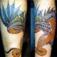 drago idra viola tatuaggio colorato