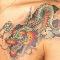 drago cinese mistico tatuaggio colorato