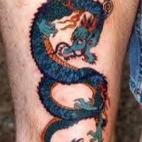 Blue chinese style dragon tattoo